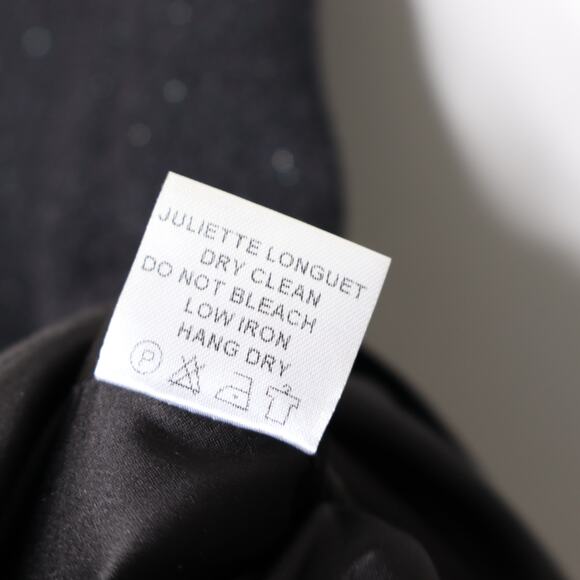 JULIETTE LONGUET Cap Sleeve Tweed Sheath Dress Leather Trim Black Women's 4 - Picture 10 of 11